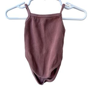 Raised by Water 100% cotton ribbed tank in mauve 3-6m